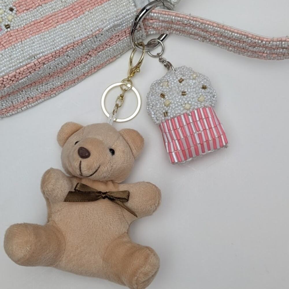 Bear Charm Y2K Beaded Food Shoulder Bag NEW W TAGS Feminine Viral Made in India - Picture 3 of 14
